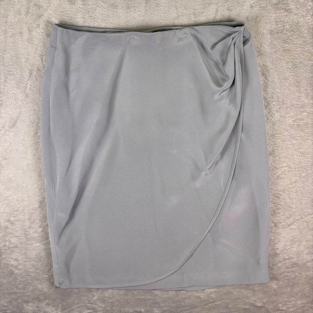 Sutton Studio‎ Women's Silk Skirt Size 8 Gray Wrap Drape Modern Workwear Ruche